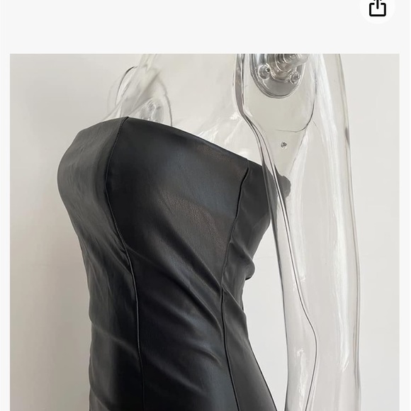 Strapless faux leather dress - Picture 2 of 3